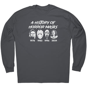 A History Of Horror Masks Anti Kamala -Apparel | Drunk America 