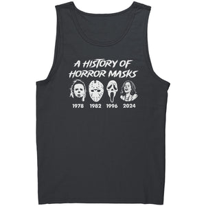A History Of Horror Masks Anti Kamala -Apparel | Drunk America 