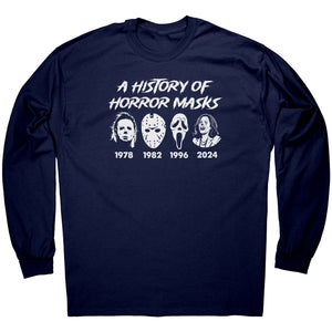 A History Of Horror Masks Anti Kamala -Apparel | Drunk America 