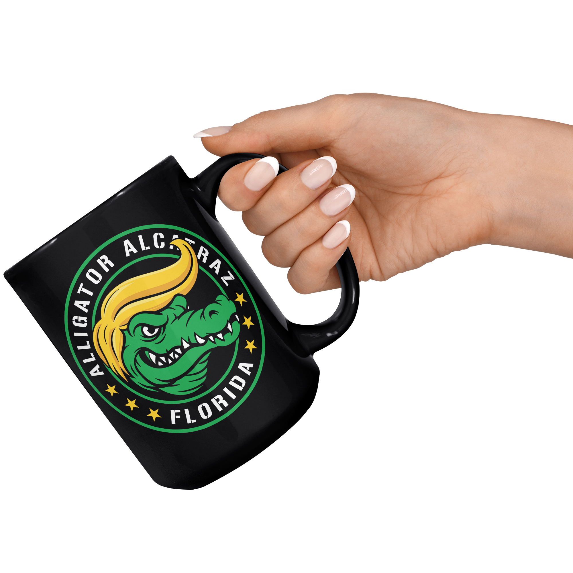 Alligator_Alcatraz_Gator_Trump_Hair_Blac_15oz_Black_RH_Model_Mockup.png