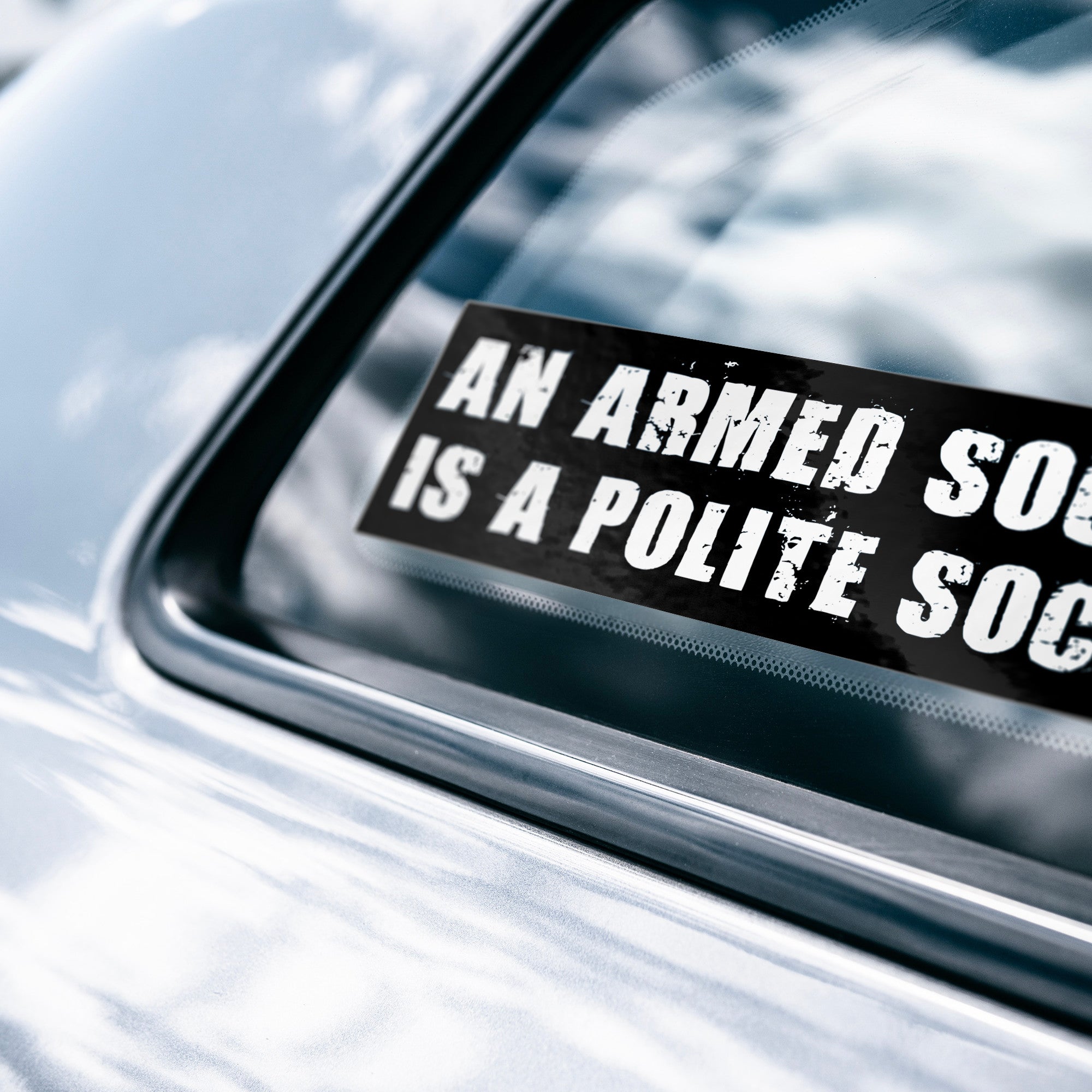 An Armed Society Is A Polite Society Bumper Sticker -Stickers | Drunk America 