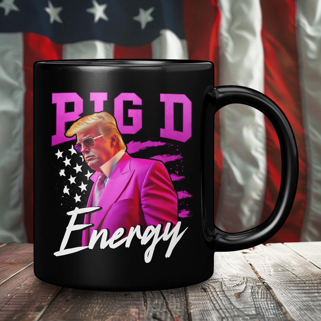 Big D Energy Donald Trump Miami Vice Black Coffee Mug