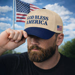 God Bless America Embroidered Structured Snapback Hat