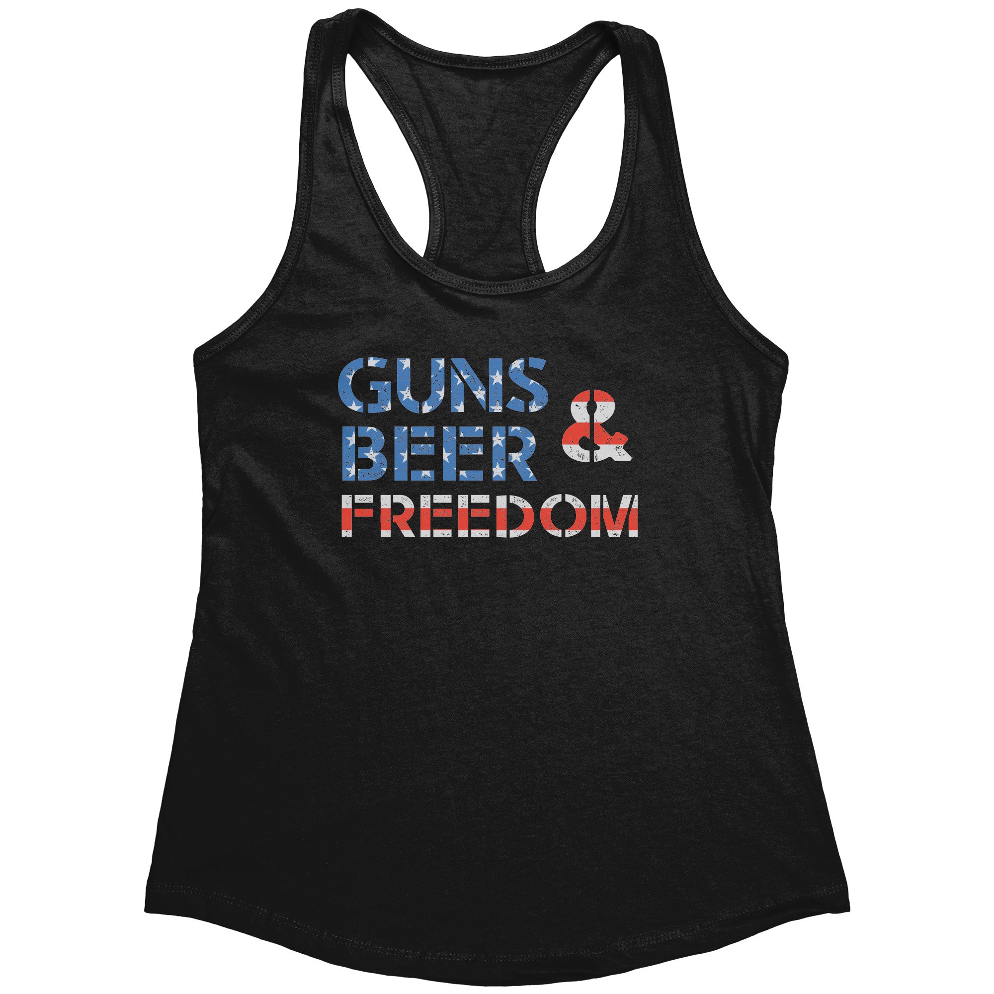 Guns Beer & Freedom (Ladies) -Apparel | Drunk America 