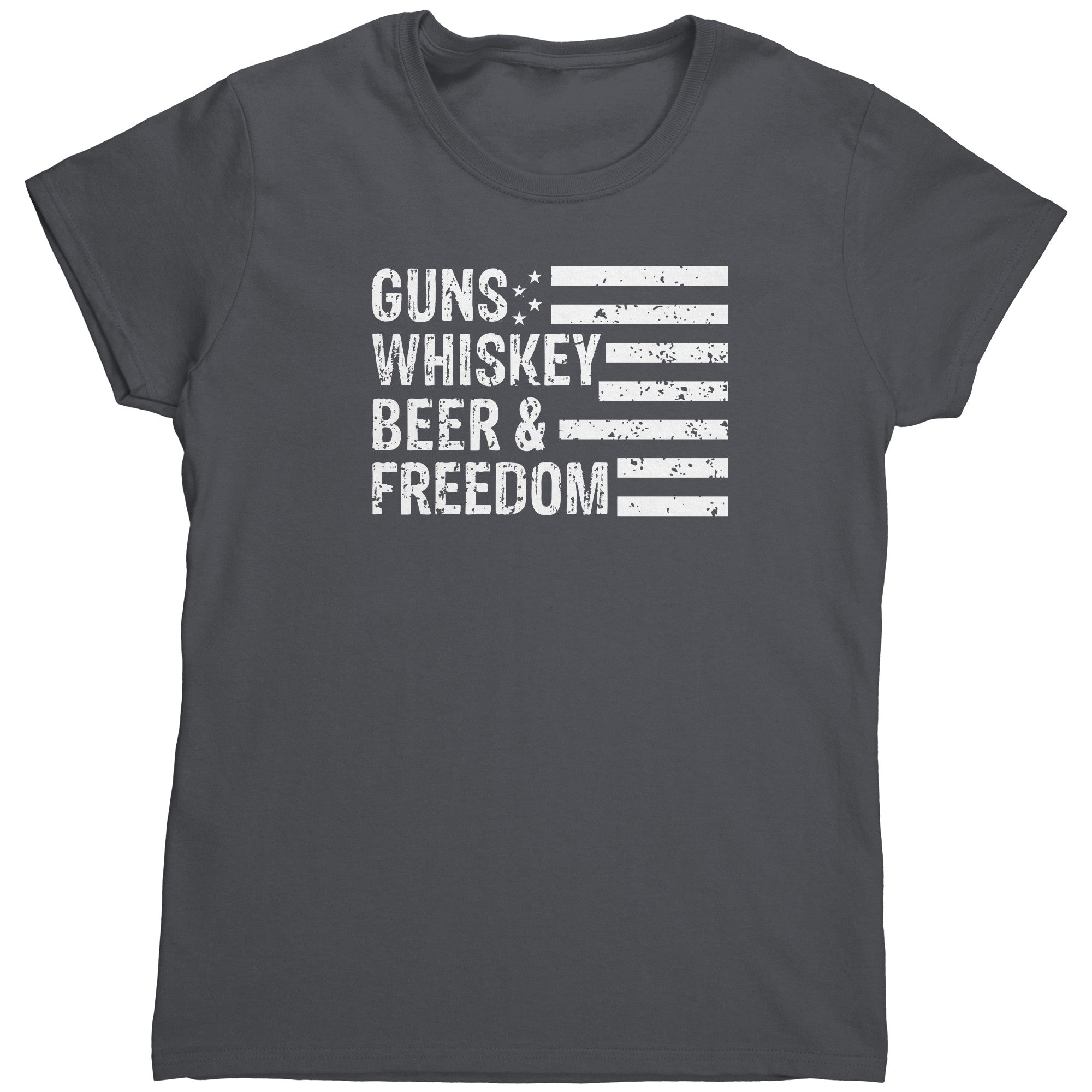 Guns Whiskey Beer & Freedom (Ladies) -Apparel | Drunk America 