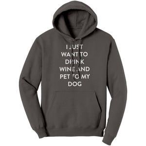 I Just Want To Drink Wine And Pet My Dog (Ladies) -Apparel | Drunk America 