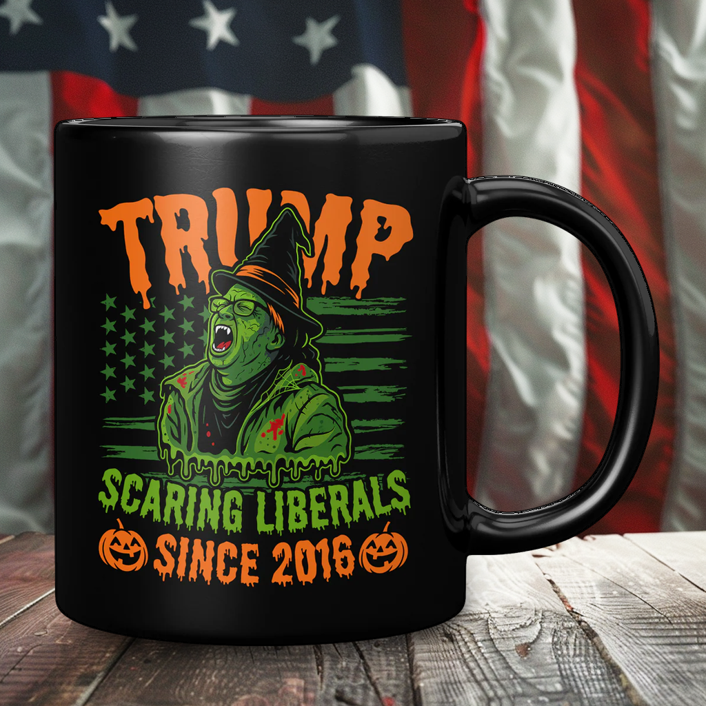 Trump – Scaring Liberals Since 2016 Black Coffee Mug