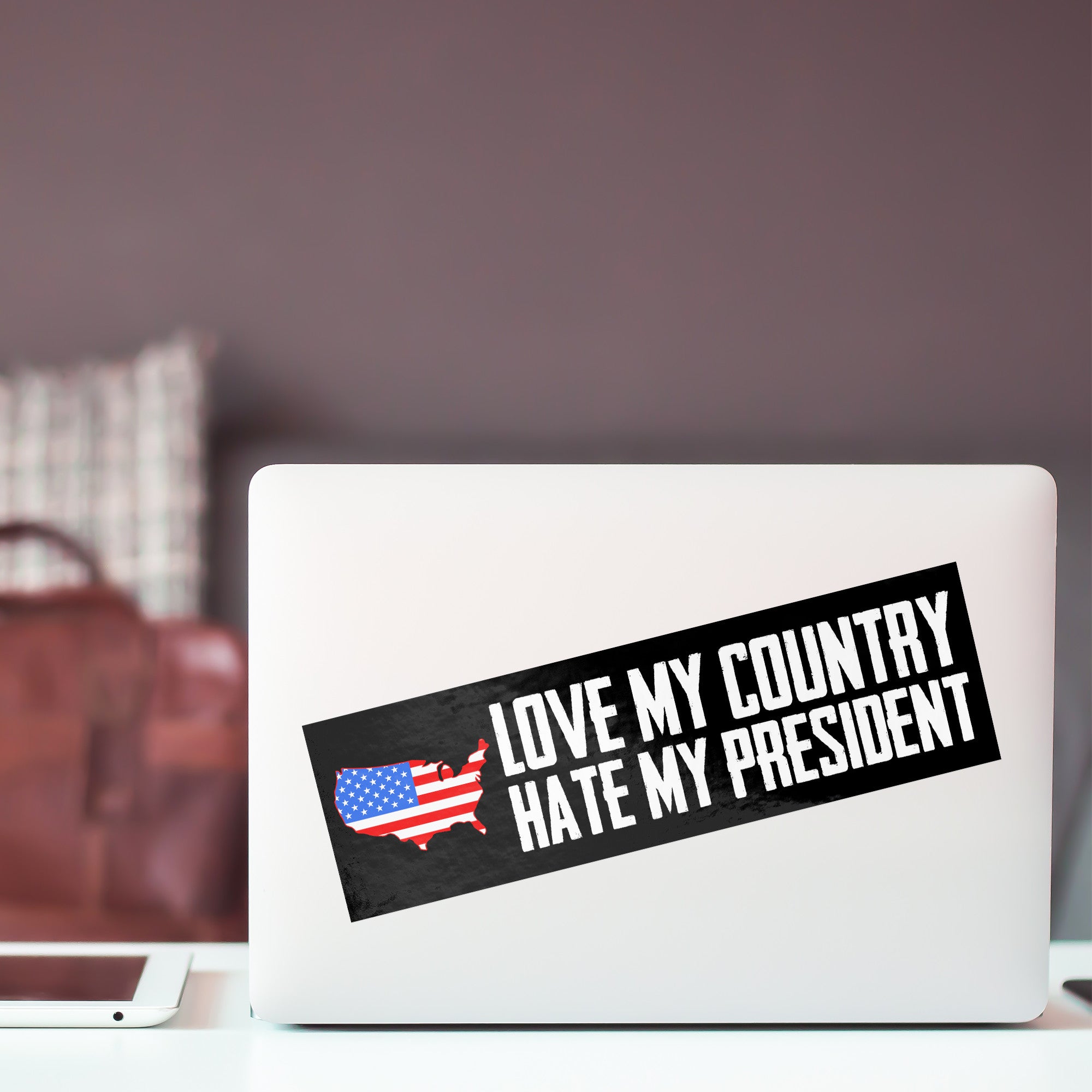 Love My Country Hate My President Bumper Sticker -Stickers | Drunk America 