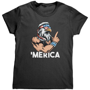Merica Patriotic Bald Eagle With Mullet (Ladies) -Apparel | Drunk America 