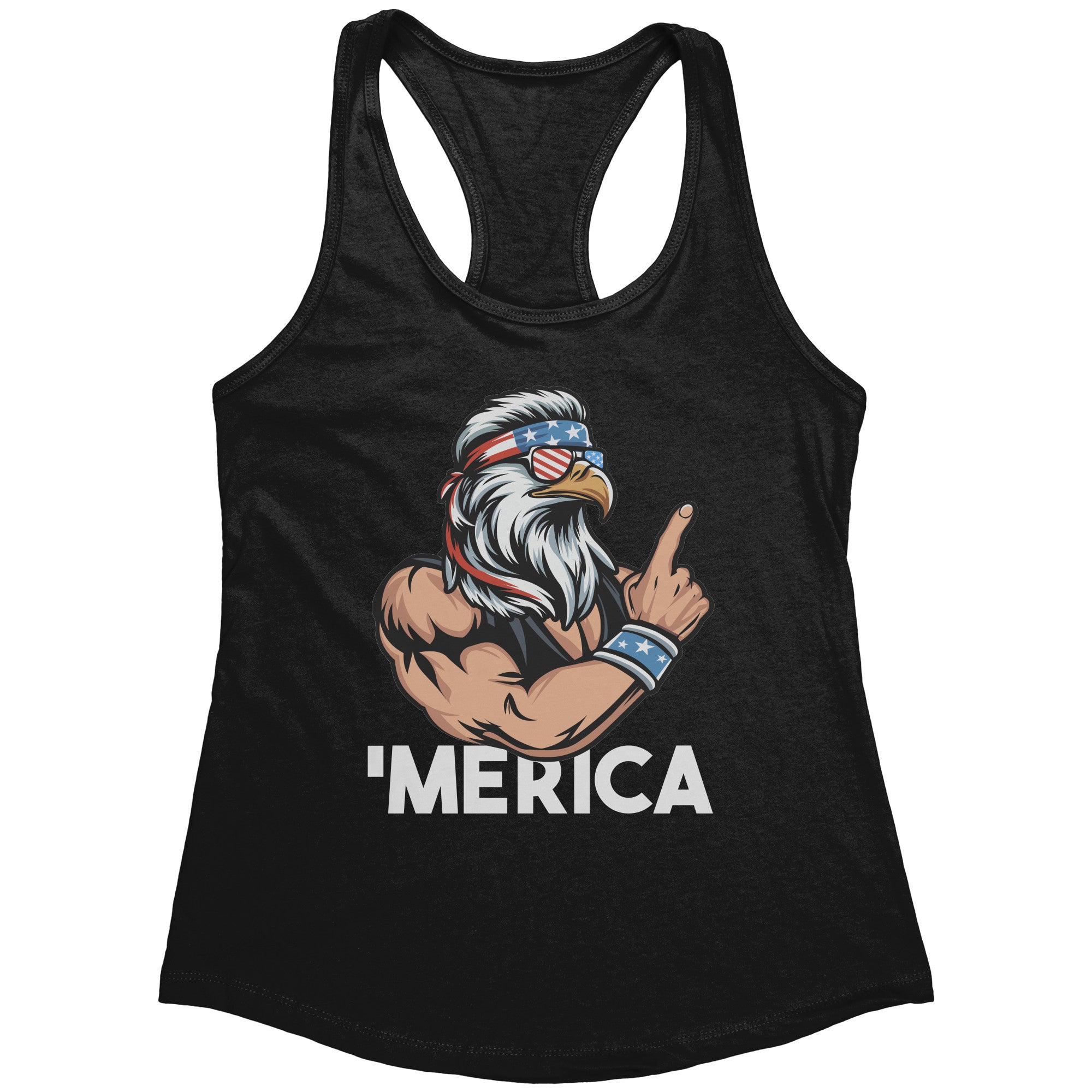 Merica Patriotic Bald Eagle With Mullet (Ladies) -Apparel | Drunk America 
