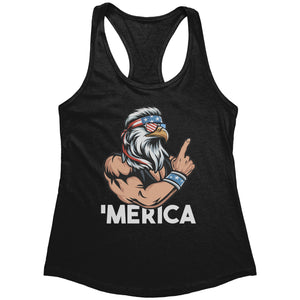 Merica Patriotic Bald Eagle With Mullet (Ladies) -Apparel | Drunk America 