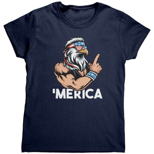 Merica Patriotic Bald Eagle With Mullet (Ladies) -Apparel | Drunk America 