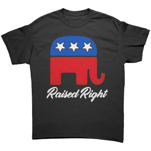 Raised Right Grunge Graphic Tee – Patriotic Clothing for True Americans | Drunk America