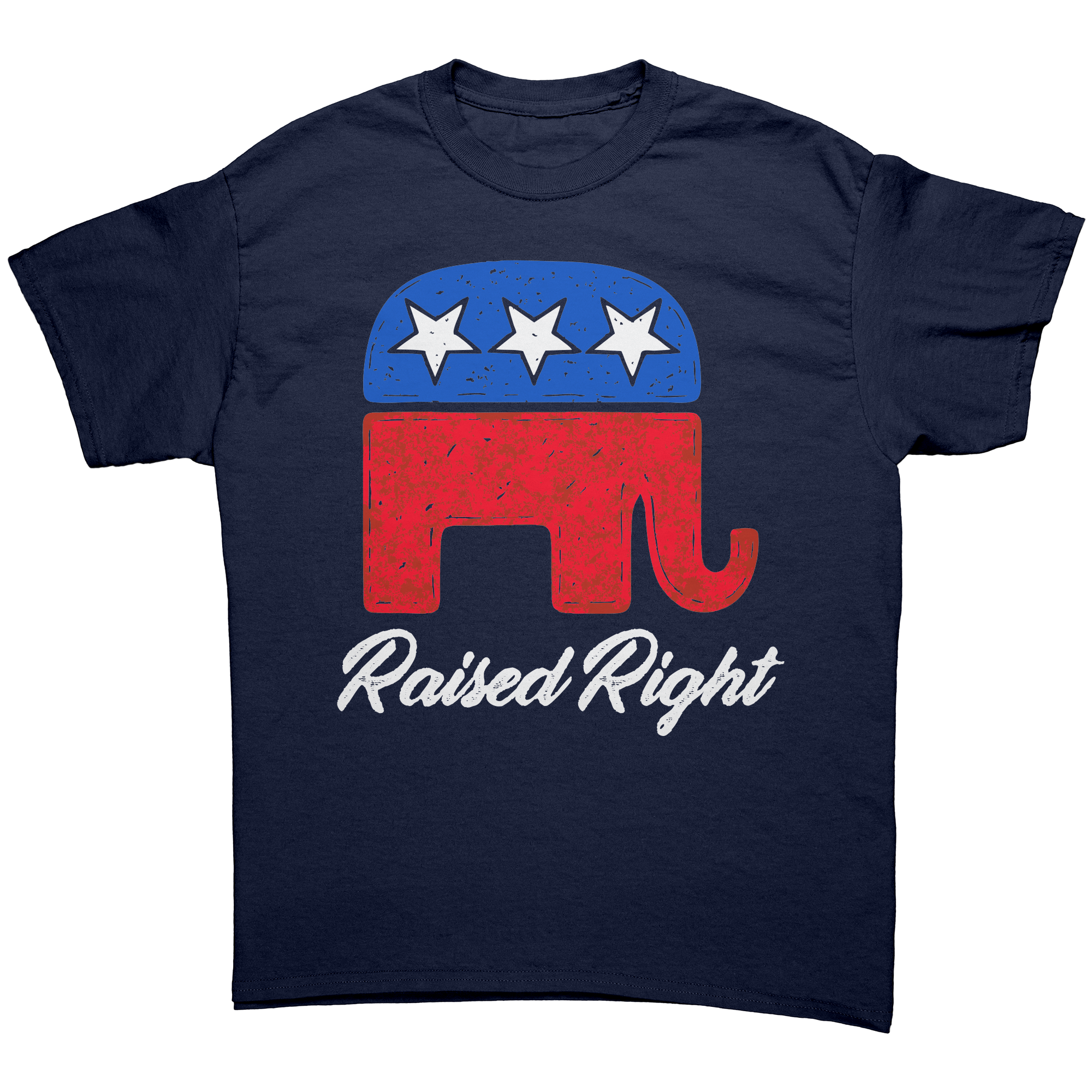 Raised Right Grunge Graphic Tee – Patriotic Clothing for True Americans | Drunk America
