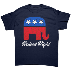 Raised Right Grunge Graphic Tee – Patriotic Clothing for True Americans | Drunk America
