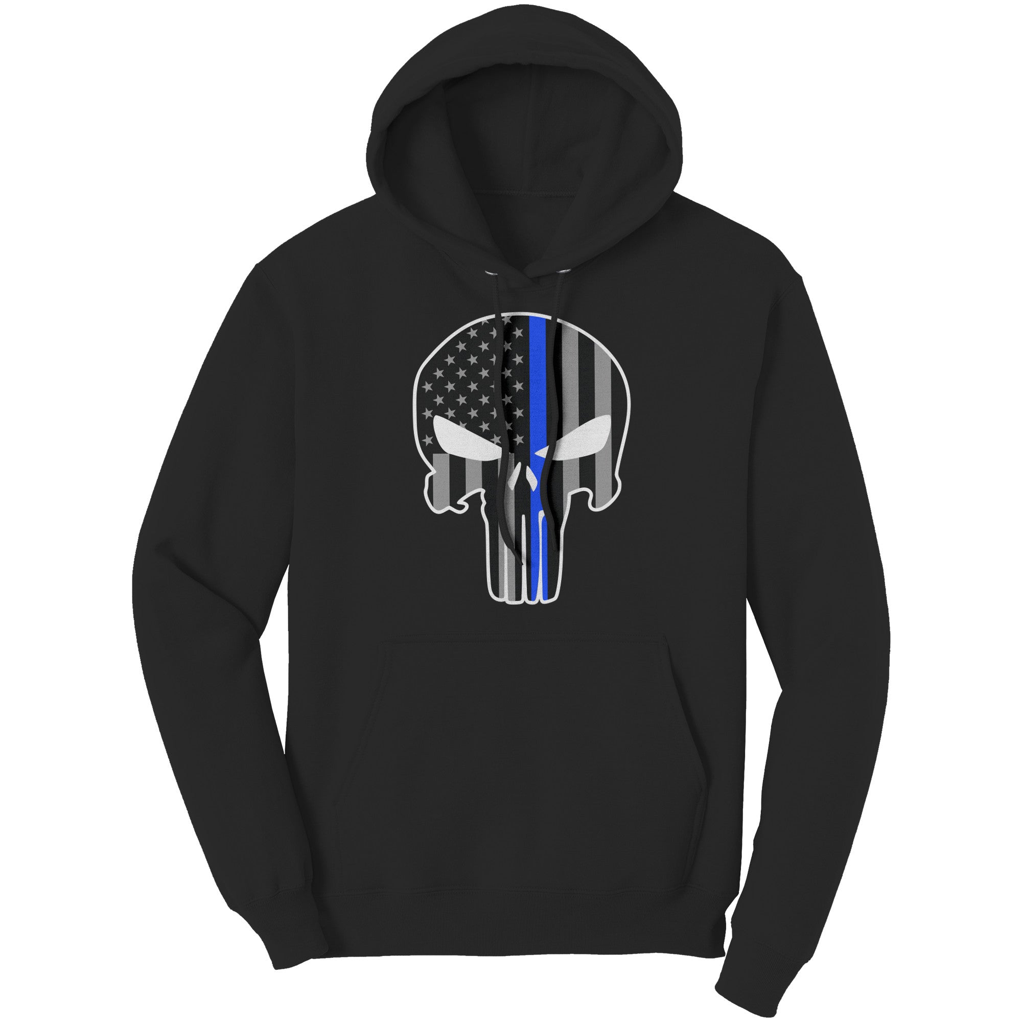 Thin Blue Line Punisher Skull (Ladies) -Apparel | Drunk America 