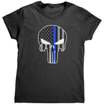 Thin Blue Line Punisher Skull (Ladies) -Apparel | Drunk America 