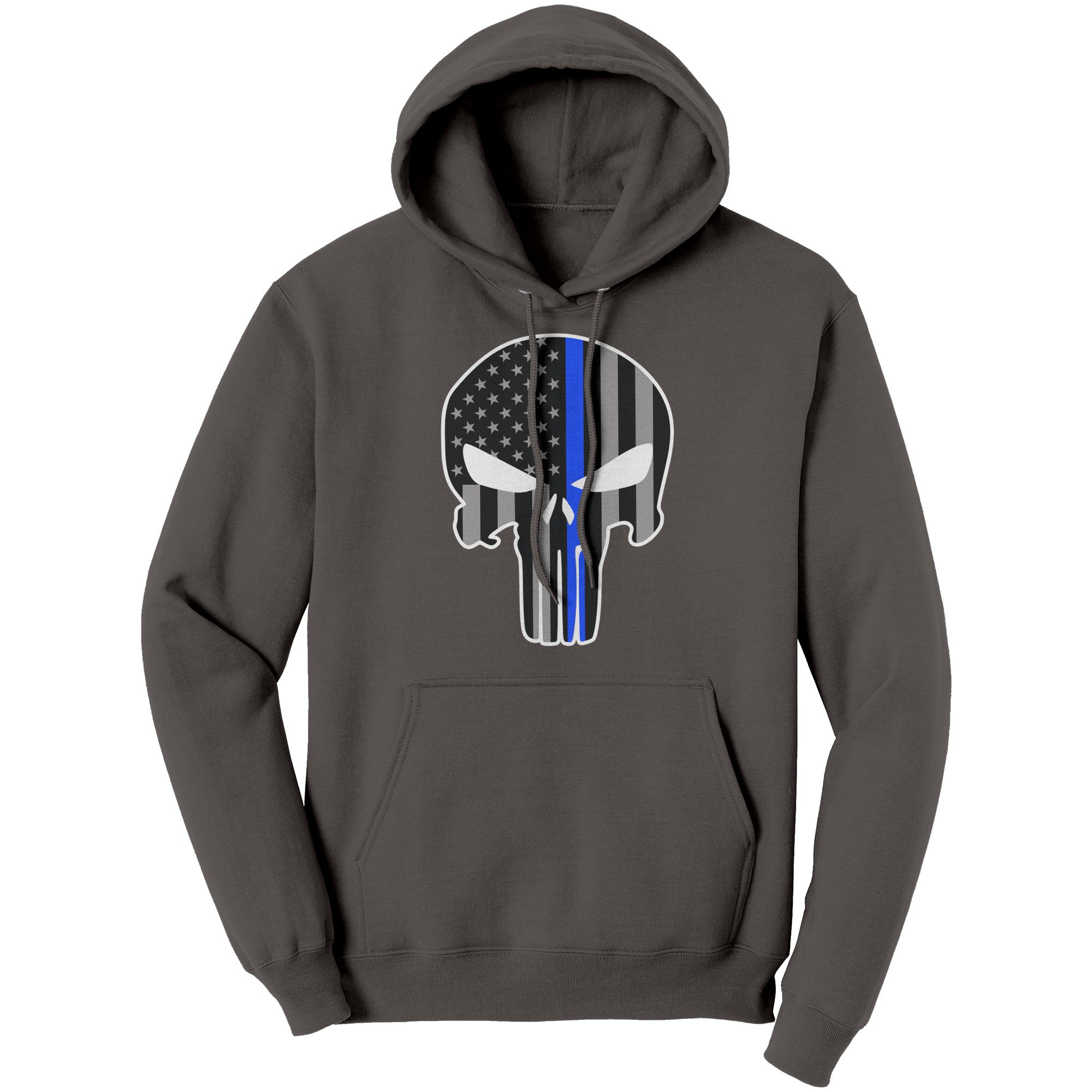 Thin Blue Line Punisher Skull (Ladies) -Apparel | Drunk America 