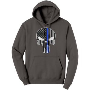 Thin Blue Line Punisher Skull (Ladies) -Apparel | Drunk America 