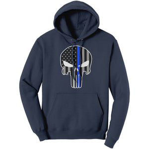 Thin Blue Line Punisher Skull (Ladies) -Apparel | Drunk America 
