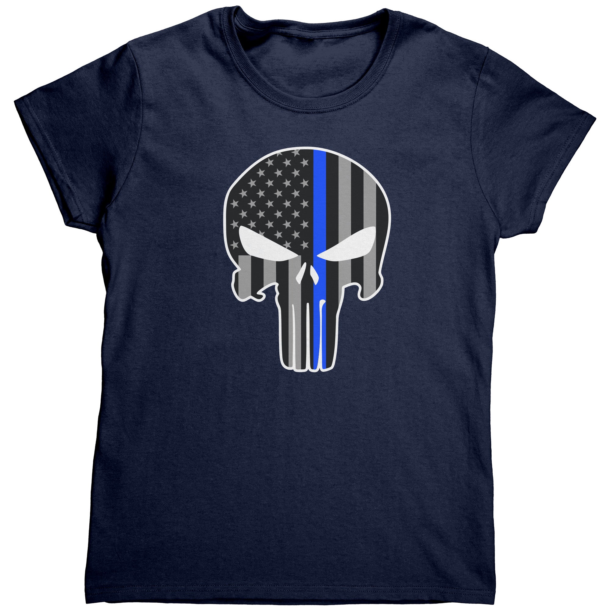 Thin Blue Line Punisher Skull (Ladies)