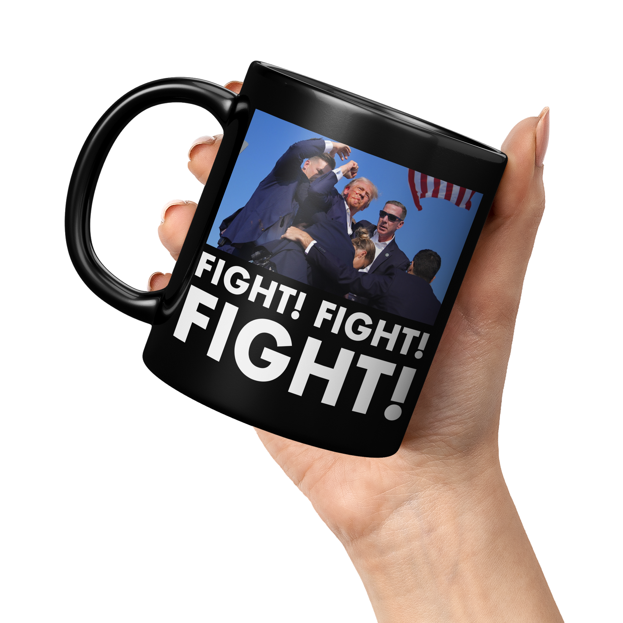 Trump_Fight_Fight_Fight_Black_Coffee_Mug_11oz_Black_LH_Model_Mockup.png