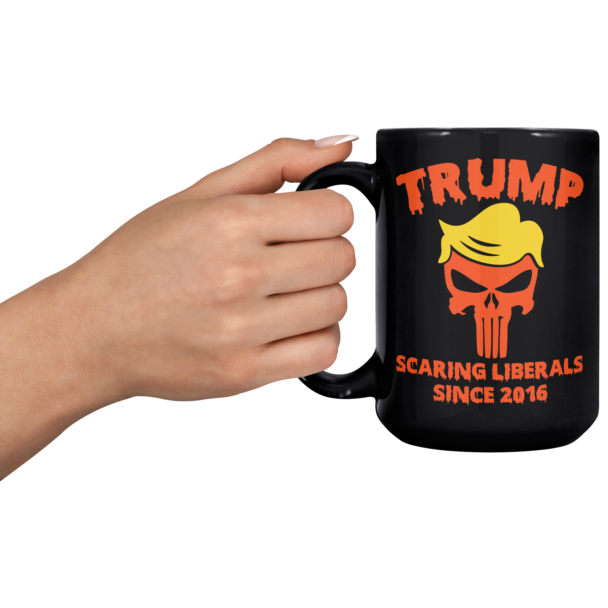 Trump_Halloween_Scaring_Liberals_Since_2_15oz_Black_LH_Model_Mockup.png