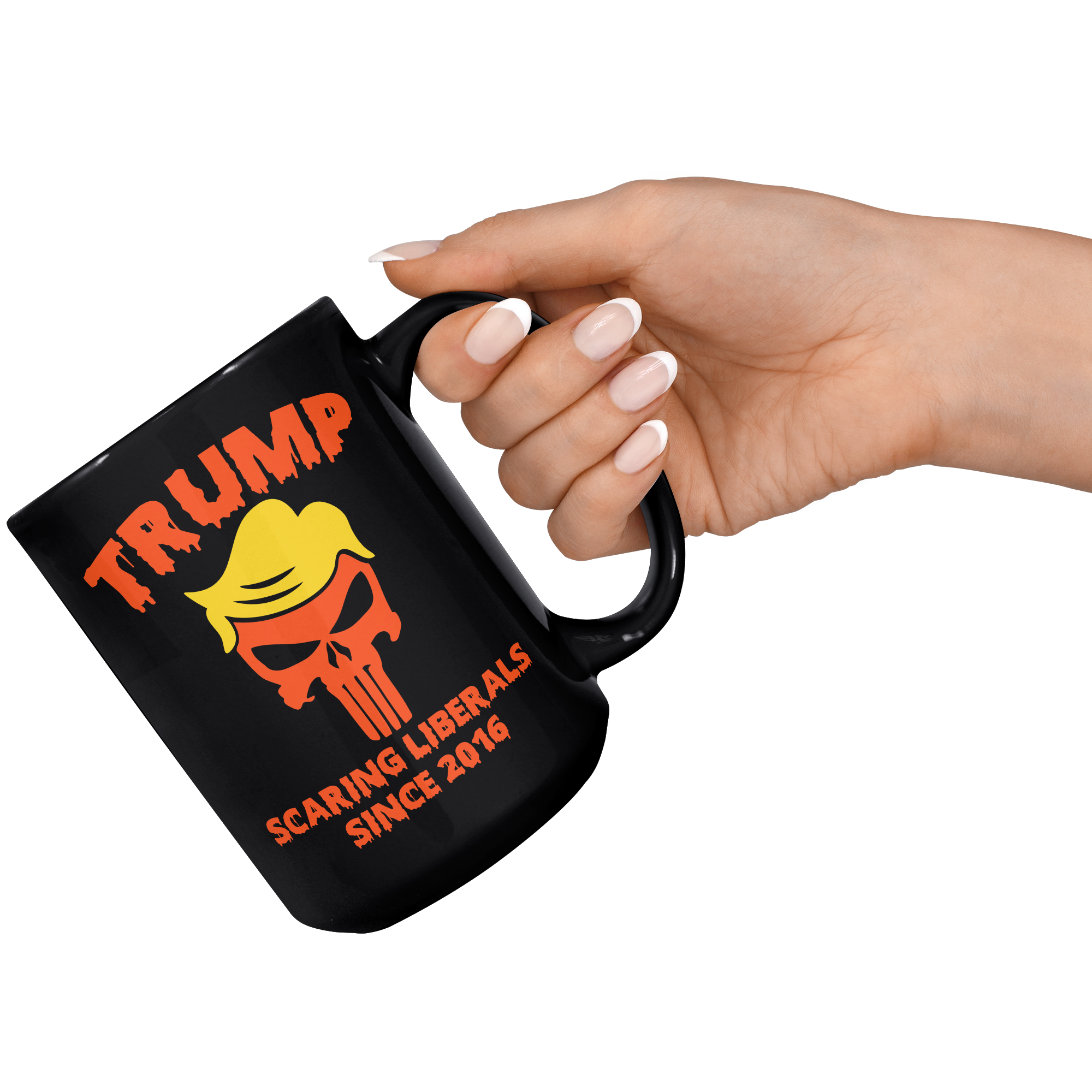 Trump_Halloween_Scaring_Liberals_Since_2_15oz_Black_RH_Model_Mockup.png