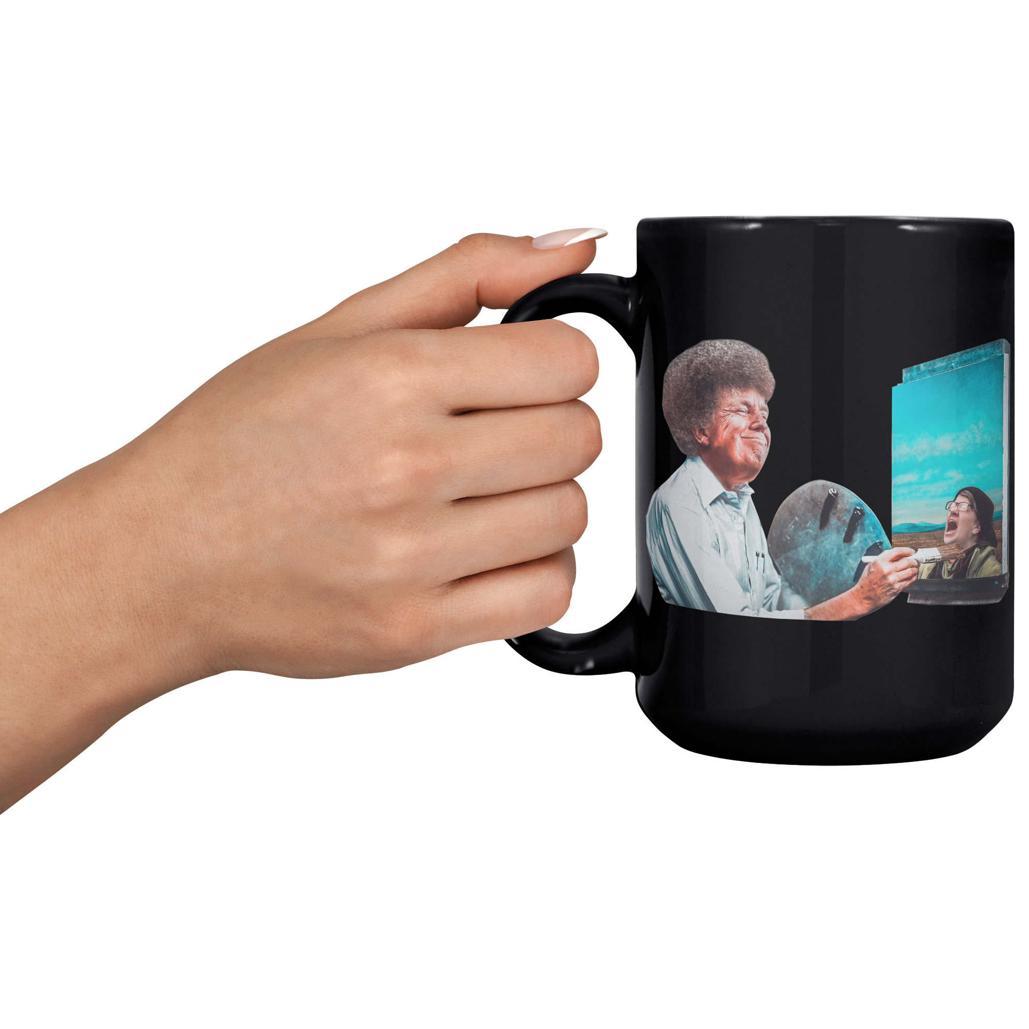 Trump_Painting_Screaming_Liberal_Black_C_15oz_Black_LH_Model_Mockup.png