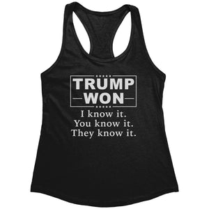 Trump Won I know It, You Know It, They Know It (Ladies) -Apparel | Drunk America 