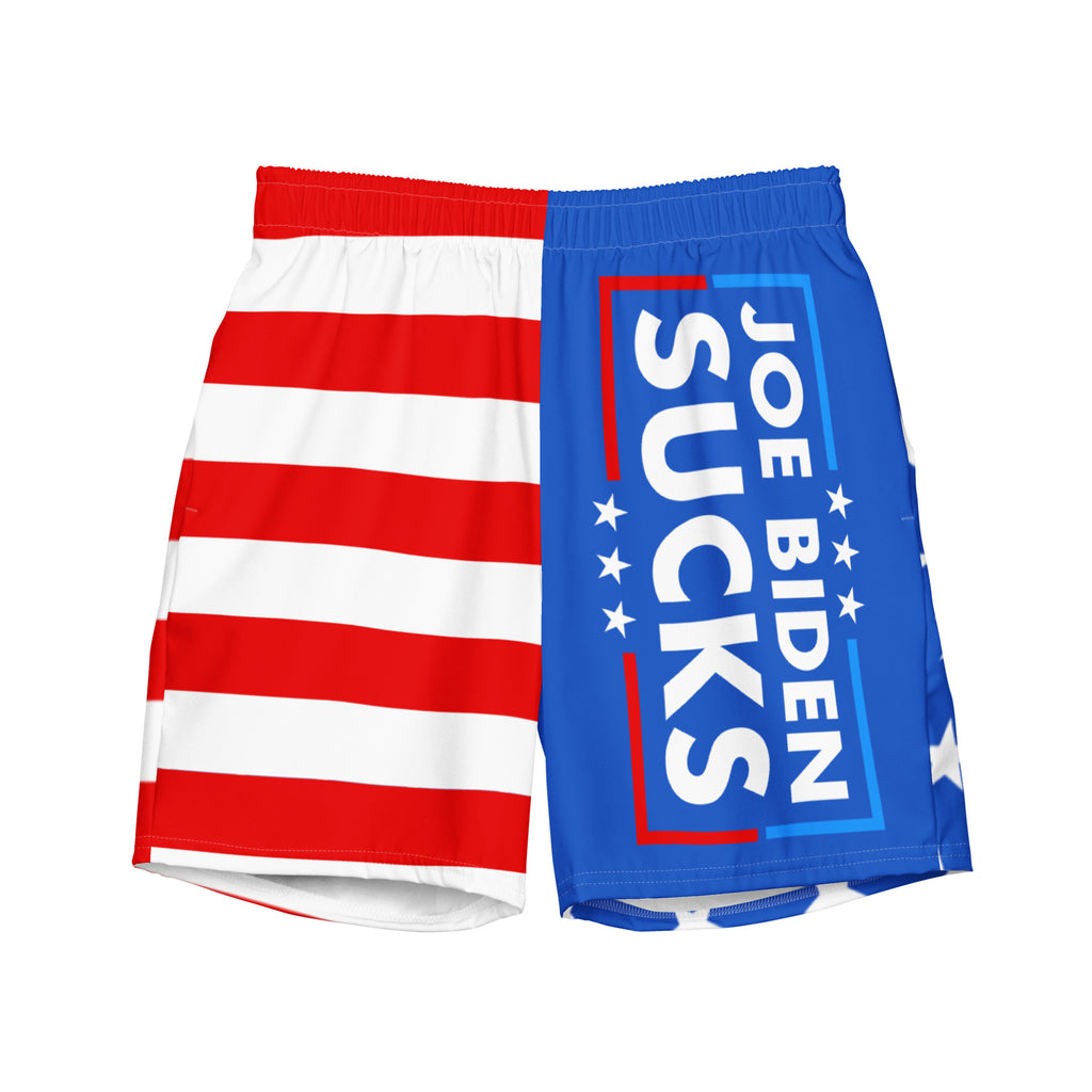 Joe Biden Sucks American Flag Men's Swim Trunks - | Drunk America 