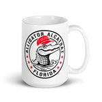 Alligator Alcatraz Florida MAGA coffee mug with bold patriotic political humor design