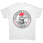 White Alligator Alcatraz Florida MAGA shirt by Drunk America front view with gator emblem