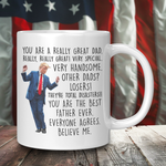 Drunk America Donald Trump Best Dad coffee mug 11oz Father’s Day gift front view on white ceramic