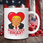 Donald Trump Valentine’s Day coffee mug by Drunk America lifestyle image with patriotic background