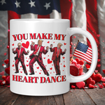 Front view of Drunk America Donald Trump Valentine’s Day Coffee Mug You Make My Heart Dance 11oz