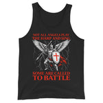 Christian warrior tank top with Not All Angels Play The Harp And Sing Some Are Called To Battle design