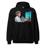 Black hoodie featuring Trump painting artwork with screaming liberal political satire design