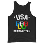 Drunk America USA Drinking Team patriotic tank top with front graphic in black