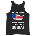 Front View of patriotic liberal tears tank top with sleeveless athletic cut