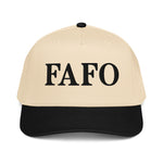 FAFO embroidered 5 panel snapback baseball hat with black bill and structured front panel