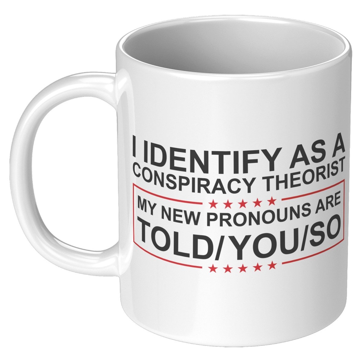 I Identify As A Conspiracy Theorist My New Pronouns Are Told/You/So Coffee Mug - Drunk America