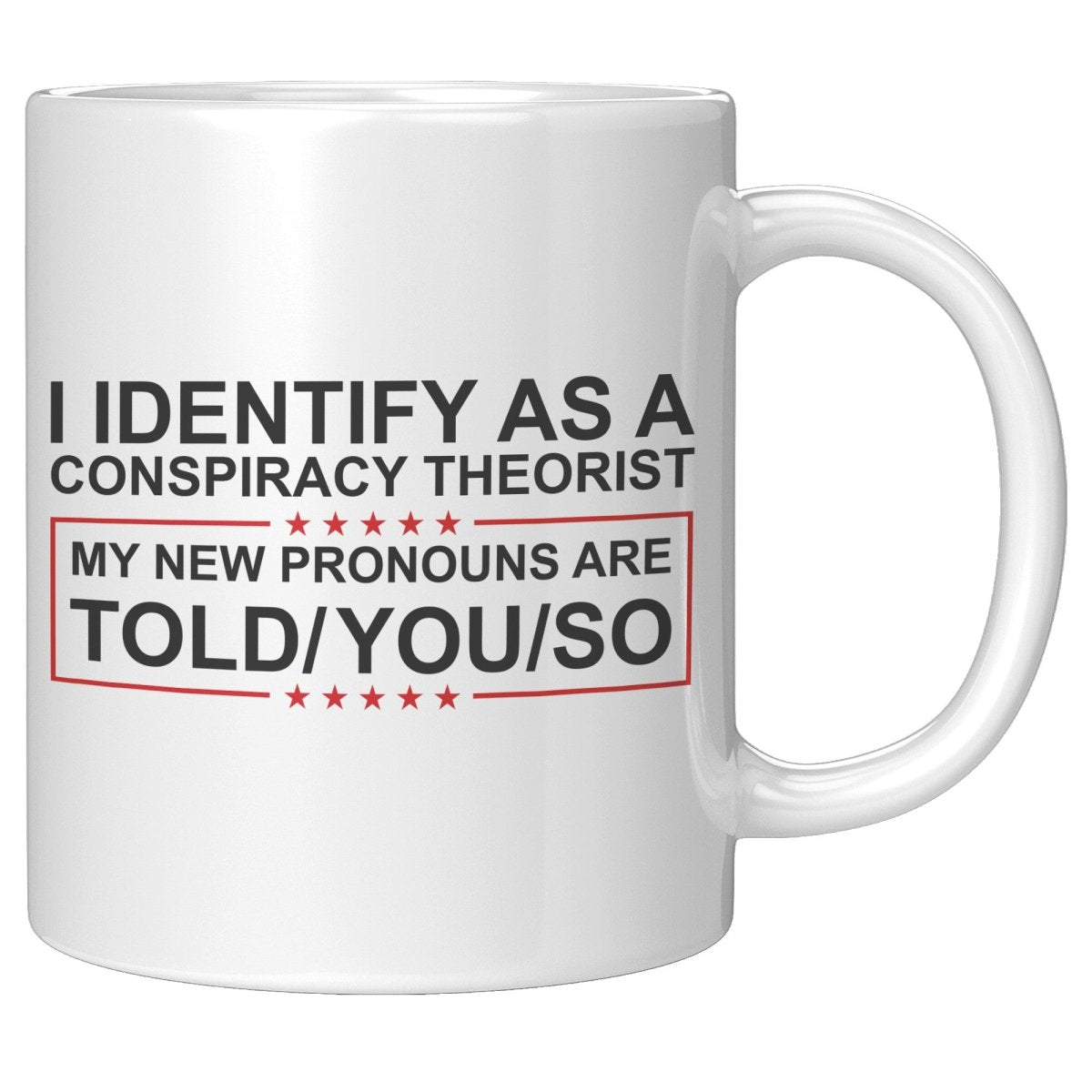 I Identify As A Conspiracy Theorist My New Pronouns Are Told/You/So Coffee Mug - Drunk America