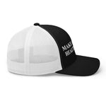 Black and white trucker hat with 'MAKE AMERICA HEALTHY' text, patriotic style