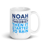Noah Was A Conspiracy Theorist coffee mug with biblical humor message