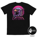 Synthwave Bald Eagle Comfort Colors Pocket Tee - Drunk America