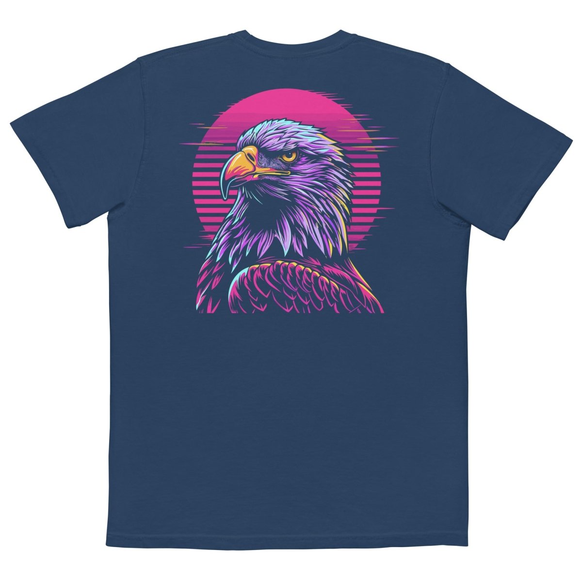 Synthwave Bald Eagle Comfort Colors Pocket Tee - Drunk America
