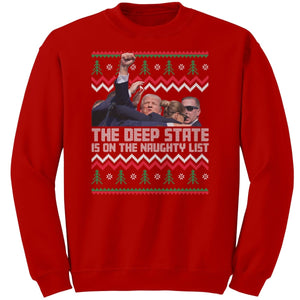 The Deep State Is On The Naughty List Trump Christmas Sweater - Drunk America