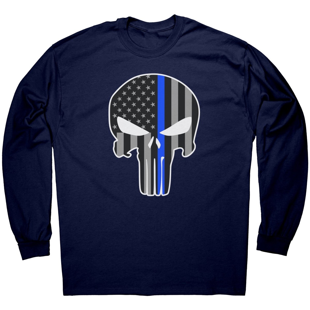 Thin Blue Line Punisher Skull - Drunk America