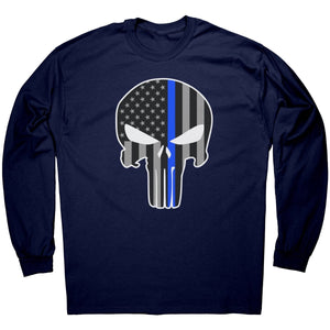 Thin Blue Line Punisher Skull - Drunk America